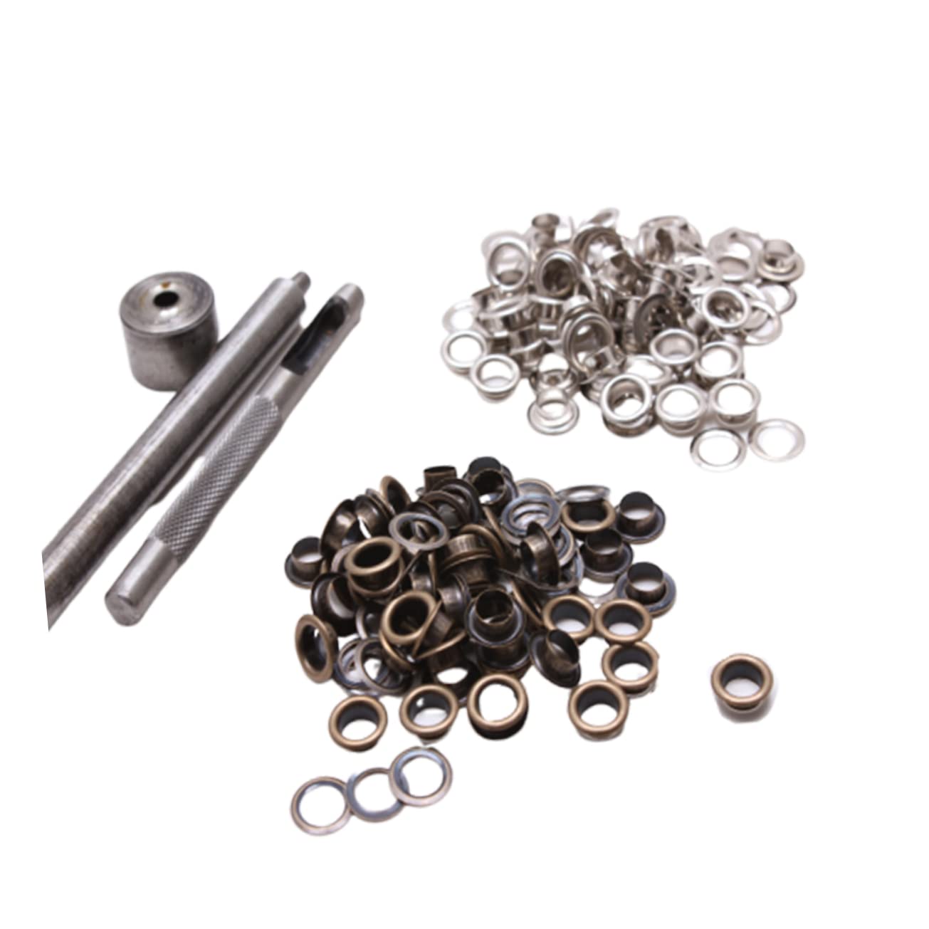 TEHAUX 300sets Kit Di Occhielli Colorati Ottone Con Strumenti Set Multipurpose Per Scarpe Abbigliamento e Fai Te Argento e Ottone Antico Pratico e Resistente Per Ogni Esigenza