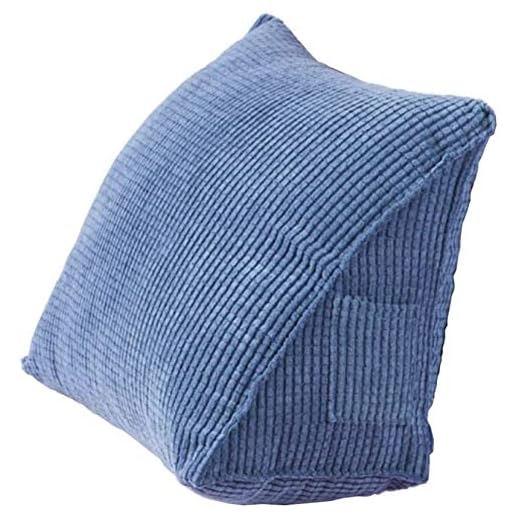 XWSM Triangle Pillow Reading & Bed Rest Pillows Triangular Backrest Pillow Support Reading Back Rest Wedge Cushion Soft Waist Pillow for Bed Sofa Office Chair Reading, Blue, 200X50X20cm