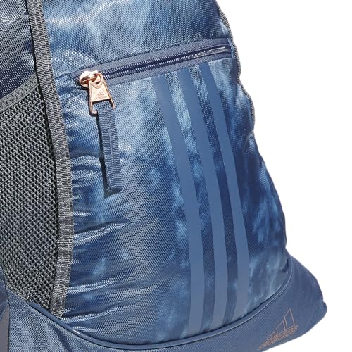Image of adidas Alliance Sackpack DISCONTINUED, Stone Wash Preloved Ink Blue /Preloved Ink Blue /Rose Gold, One Size, Alliance Sackpack (12l) Lightweight Athletic Small Drawstring Team Sports Workout Bag