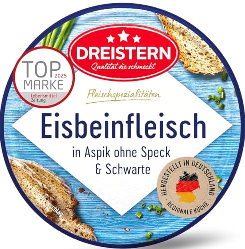 Dreistern Eisbeinfleisch in Aspik 200 g – Klassische regionale Küche – Ohne Speck & Schwarte – Herzhaftes Schweinefleisch, verzehrfertig
