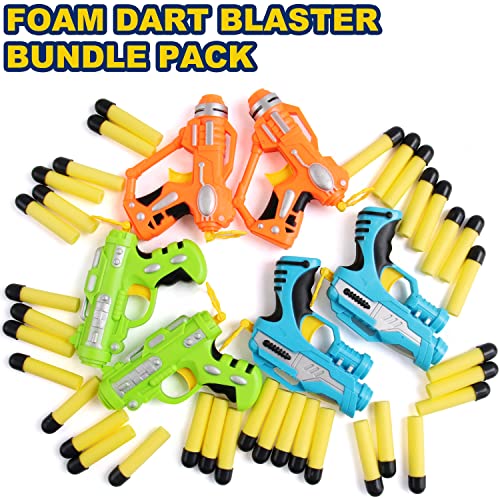 6 Pack Mini Foam Dart-Firing Blasters Micro Toy Guns With 36 Darts - Multi Pack Nerf Compatible Bulk Party Favors Supplies For Kids #TOP5