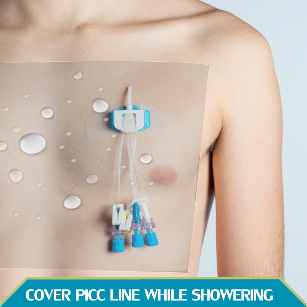 Waterproof Dialysis Catheter Shower Cover Large Coverage Shields for Peritoneal Dialysis Port Accessories PD Chest Catheter Central PICC Line Feeding Tube 9"x9"(Pack of 25) image 3