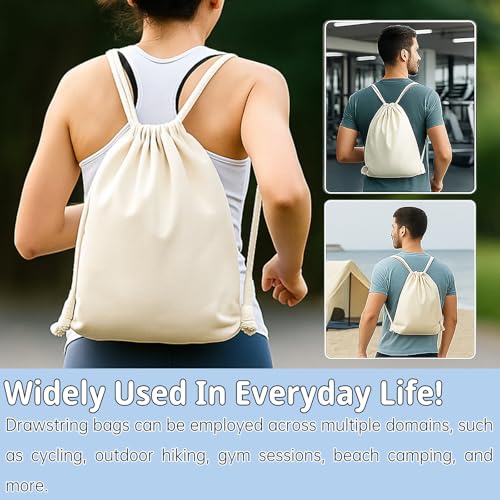 Tpvupc 2 Pezzi Sacchetti In Cotone, 38X42 Cm Sacchetto Di Stoffa Con Coulisse, Sacchetto Di Stoffa E Sportivo Da Dipingere Per Sport, Viaggi, Scuola E Tempo - 5