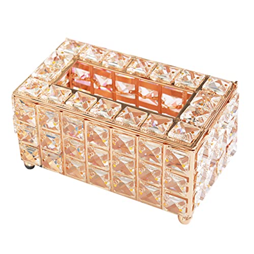 SOLUSTRE Elegant Crystal Tissue Box Holder Napkin Organizer for Home Office and Car Multi Functional Tissue Storage with Opening Design