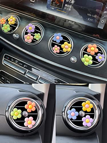 Image of 6pcs Small Daisy Flower Car Air Fresheners Vent Clips with 12pcs Fragrance Pads Cute Car Air Conditioner Vent Interior Decor