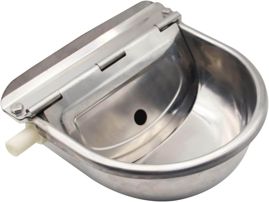 Automatic Water Bowl Fully Polished Stainless Steel with Float Valve Water Trough for Horse Goat Cattle Hog Dog Farm Supplies Livestocktool