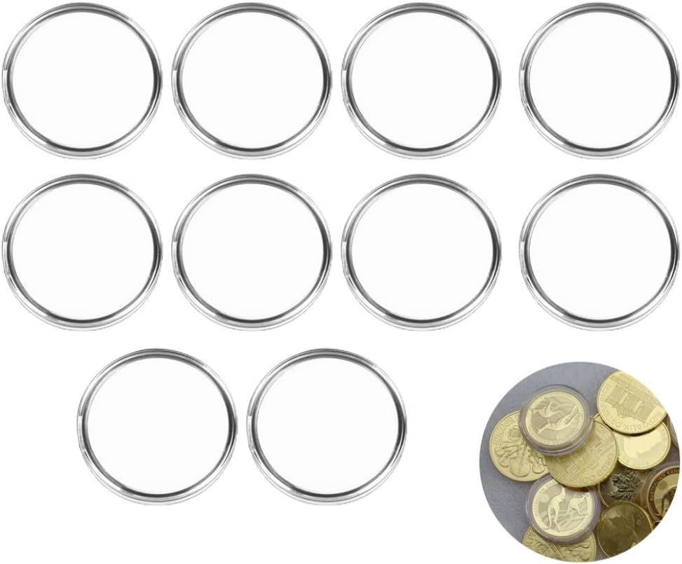 Domccy Coin Capsules with Foam Gasket 29mm to 39mm Round Coin Case Holder Collection Container, Coin Storage Container,Coin Collection Box, 10pcs : Office Products