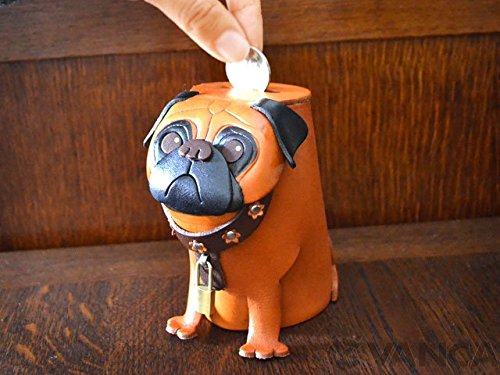 Amazon.co.jp: パグ 犬 本革製 貯金箱 VANCA CRAFT 革物語(日本製