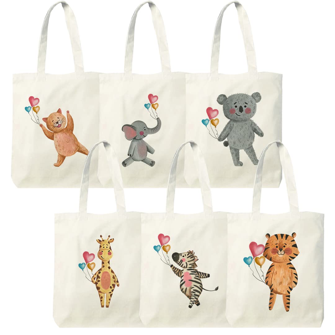 Custom Touch Pack of 12 Cute Jungle Animal Birthday Theme Treat Party Bag Tote Bags for Kids Birthday Gift Bags| Birthday Party Favour Bags| Birthday Party Return Gift| Birthday Party Decoration (B09FGTDWBH) Amazon Price History, Amazon Price Tracker
