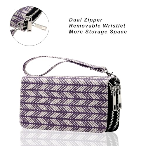 Image of Double Zipper Wallet for Woman Clutch Purse with Cell Phone Holder for Smartphone /Card /Coin /Cash