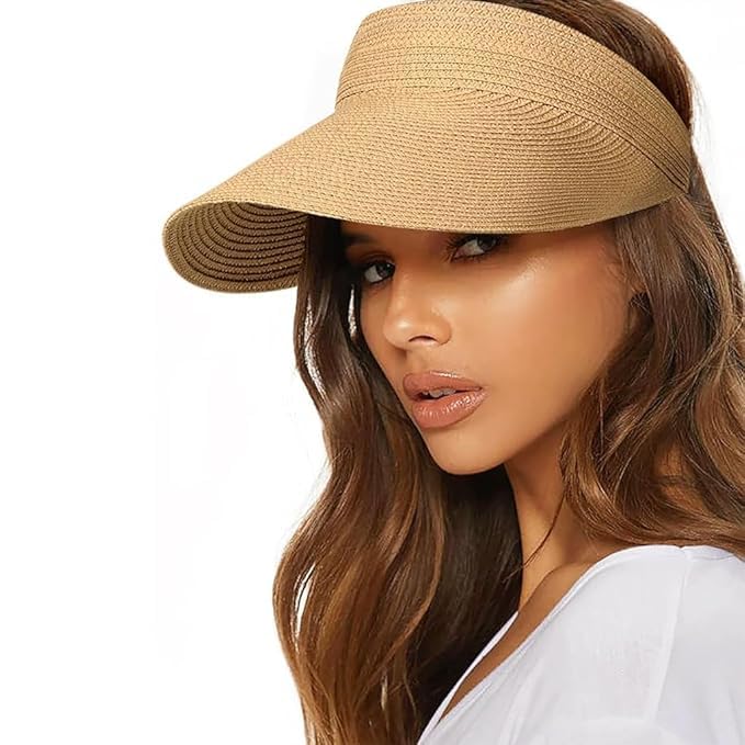 trexee Straw Hat Sun Hats for Women,Wide Brim Cap Beach Hat for Women Stylish UV Protection Cap,Summer Packable Travel Sun Visor - UPF 50+ Brown-picture-43