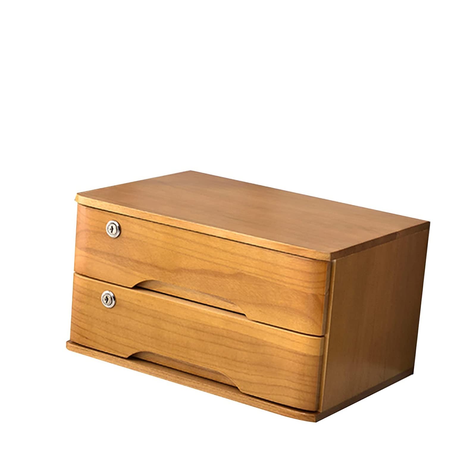 ASerZenith Wooden Desktop Storage Box With Lockable Drawers For A4 Documents Nize Your Desktop With This Stylish File Cabinet Nizer,B-2 Drawers