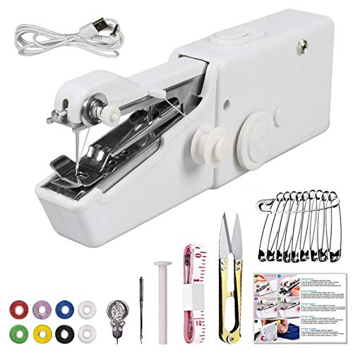 Handheld Sewing Machine,Will Queen Portable Mini Electric Sewing Machine For Fabric Home Travel 28 Piece Set