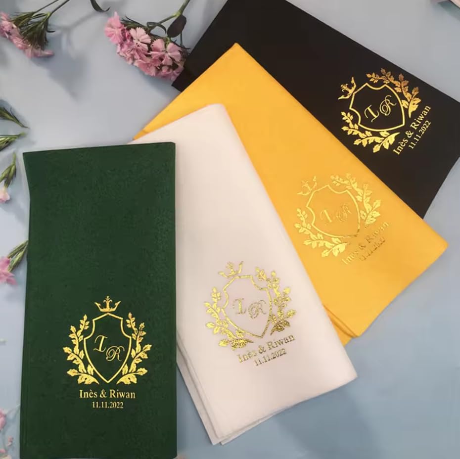 50 toallas de mano personalizadas para invitados, servilletas de papel, regalos de boda, anfitriona, fiesta, compromiso, monograma, cumpleaños, bar, bebida, almuerzo, cóctel, bautizo, nombre