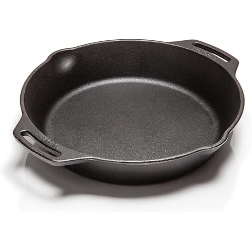 Petromax Cast Iron Fire Skillet for Kitchen or Camping, Pre-Seasoned Cookware for Campfire or Home Oven and Stove, Conducts Heat Evenly, Side Handles, 10"