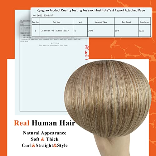 Image of Full Shine Tape in Hair Extensions Human Hair 14 Inch Balayage Hair Extensions Real Human Hair Tape in 50Grams 20Pcs 10 /16 /16 Highlights Golden Brown Mixed Golden Blonde Skin Weft Hair Extensions