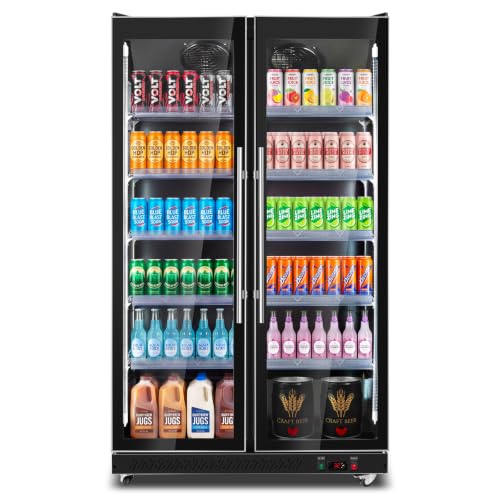 Image of Tylza 2 Glass Door Beverage Display Refrigerator 1300 Can Black