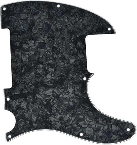 Miniatura 2 de KAISH 8 Agujeros Tele Blanco Guitarra Golpeador Tele Pick Guard Scratch Plate para Telecaster Esquire Negro Perla