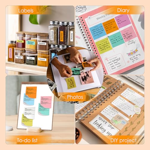 Image of HuiJuKeJi 9 Rolls Mini Printer Sticker Paper,Thermal Self-Adhesive Paper 57 * 25mm,3 Rolls of White &6 Rolls of Colour Paper for Pocket Inkless Portable Bluetooth Printer to Print Photo,Note