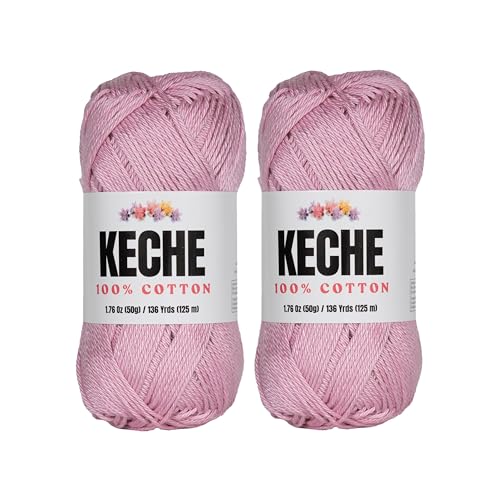 Image of Cotton Yarn - 100% Cotton Yarn for Crocheting and Knitting, Mercerized Cotton Amigurumi Yarn Fine-Sport 2 1.76 oz (50g) / 136 Yrds (125 m) 2 Skeins - Lilac