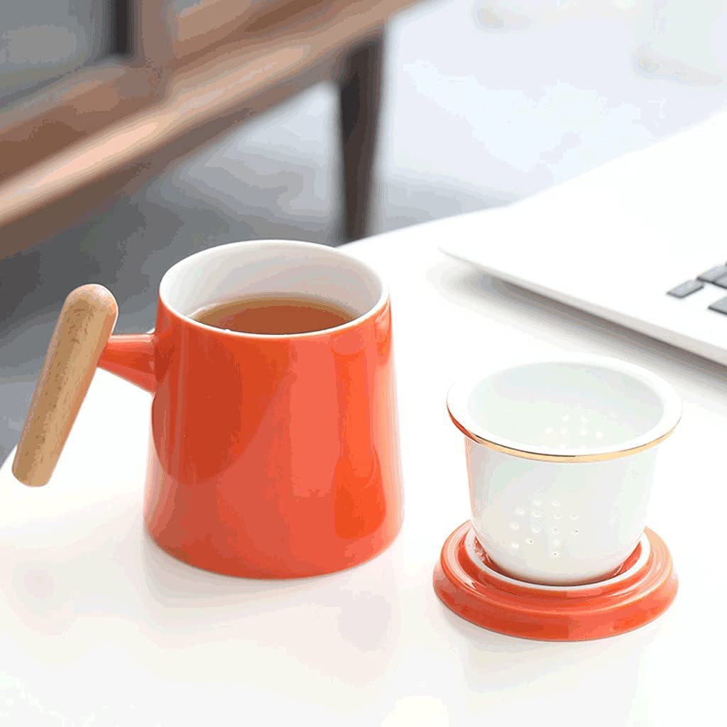 Tazzine Caffe Tazze Caffe Semplice Tazza Da Caffè In Ceramica 400 Ml, Tazza Da Tè Multifunzionale Con Filtro, Tazza Da Bere Per Tè, Caffè, Succo Di Latte, Ecc Tazze Cappuccino(Grey)