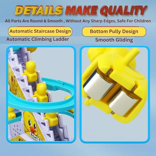 Image of Duck Track Toys for Kids - Stair-Climbing Escalator with Lights & Music, Includes 3 Small Ducks - Interactive Duck Track Slide Toy - Perfect Toddler Gift