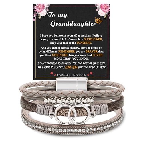 Btysun Bracelets for Women,Stocking Stuffers for Teens Birthday Gifts for Mom Inspirational Gift for Women Mother's Day Daughter Wrap Bracelet Sister Friend Teen Girl Gifts Leather Layered Jewelry Valentines Gift for Her