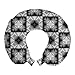 ABAKUHAUS Geométrico Cojín de Viaje para Soporte de Cuello, Gradiente de Zigzag Formas, de Espuma con Memoria Respirable y Cómoda, 30x30 cm, Gris carbón Negro