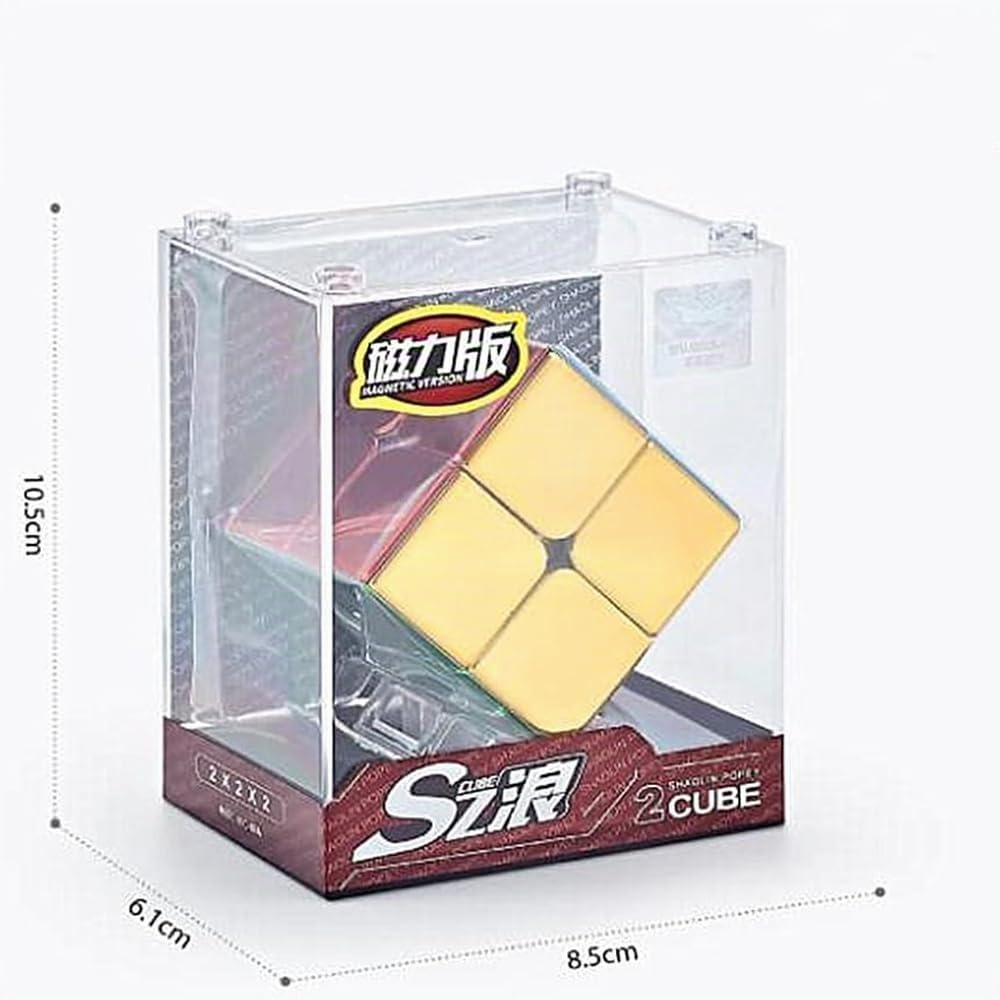 XMDCuber Speed Cube, 2x2 Magnetic Speed Cube Stickerless Mirrorless Reflective Puzzle 2x2x2 Glossy
