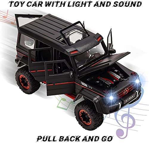 Image of Exclusive Alloy Metal Pull Back Die-Cast Car 1:24 Big Amg G500 Diecast Metal Pullback Toy Car With Openable Doors, Light Music Boys Gifts Toys For Kids, Black