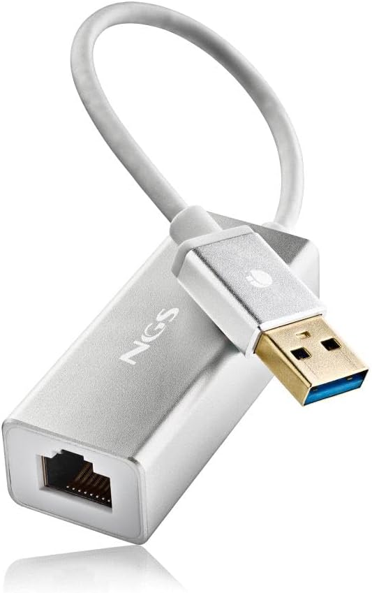 NGS Hacker 3.0 USB 3.0 to RJ45 Ethernet Adapter Up to 1000 Gigabit Ethernet LAN Compatible with Mac OS Windows Laptop PC 7/8/10 XP Linux Compact Aluminium Case Cable Length 15cm