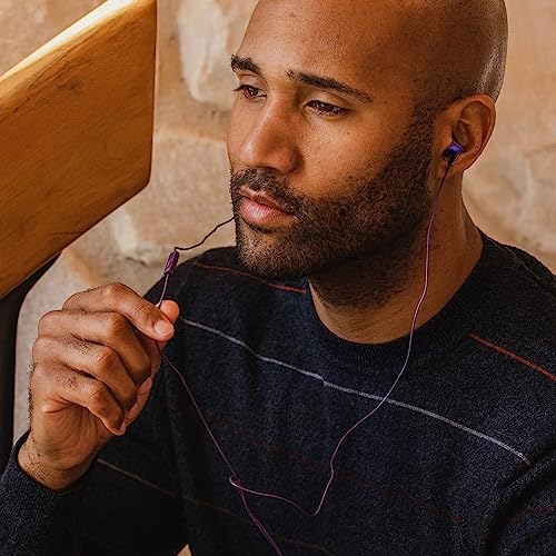 Image of PANASONIC ErgoFit Earbud Headphones with Microphone and Call Controller Compatible with iPhone, Android and Blackberry - RP-TCM125-VA - In-Ear (Metallic Violet)