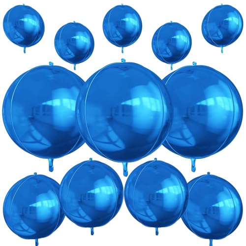 Image of 12PCS Metallic Dark Blue Round Foil Balloons 22 inch 15 inch 10 inch Mylar Balloons