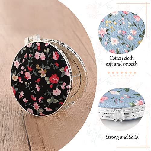 9 Pcs Retro Compact Mirrors Portable Compact Travel Mirror Flowers Folding Mirrors Vintage Purse Mirrors Floral Pocket Mirror For Women Girls Beauty, Round, Square, Heart (Silver Edge,Flower Pattern) #TOP3