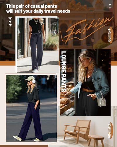 Neer 3 Pack Women's Baggy Sweatpants with Pockets, Wide Leg Yoga Pants Cozy Thick Lounge Pants Drawstring Casual Loose Jogger4