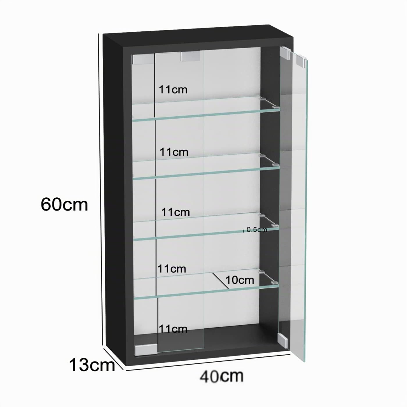 Vitrina vitrina de pared colgante de pie - 40 x 60 x 13 cm