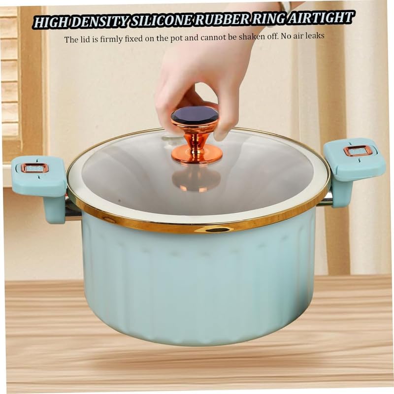 Image of Non Stick Micro Pressure Cooker 5L, Large Capacity with Visible Lid, Handle & Safety Valve, Aluminium Cookware Induction & Gas Compatible Safety Valve Healthy Cooking Pot for All Kinds of Stovetop