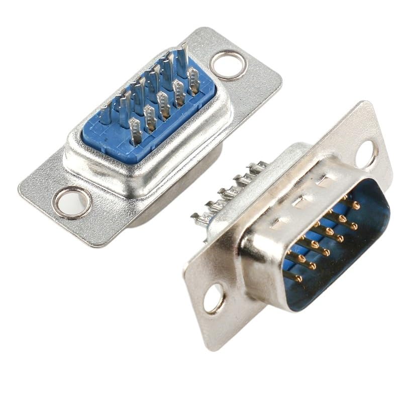 10PCS DB9 Adapter Connector Core RS232 Serial COM Plug Connectors Ho/*le/pin DB15 Female Male Port Socket D Sub DP9 Plastic Case(DB15 Male Golden8)