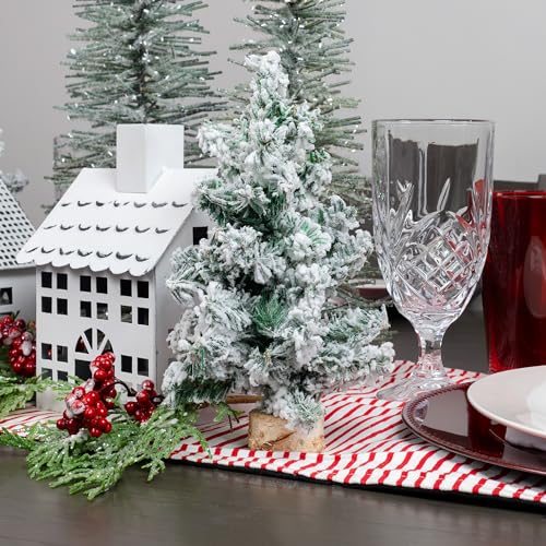 AuldHome-Design-Mini-Christmas-Trees-3-Pack-8-Inch-Flocked-Canadian-Pine-Greenery-Tabletop-Holiday-Decor AuldHome Design Mini Christmas Trees 3 Pack 8 Inch Flocked Canadian Pine Greenery Tabletop Holiday Decor
