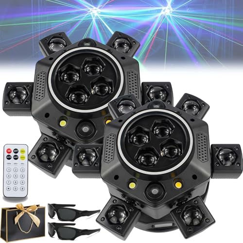 Multi-Beam-LED-Atmosphärenlicht, Moving Head DJ Laser Disco Lichtanlage - 150W Party Laser Bühnenlicht mit Soundsteuerung, RGBW LED Strobe Light für Club, Hochzeit & Lasershow (1 SET)