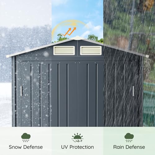 Image of 5x3 FT Outdoor Metal Storage Shed, Double Door, 1 Clear Window, Tool Shed for Garden, Patio, Backyard