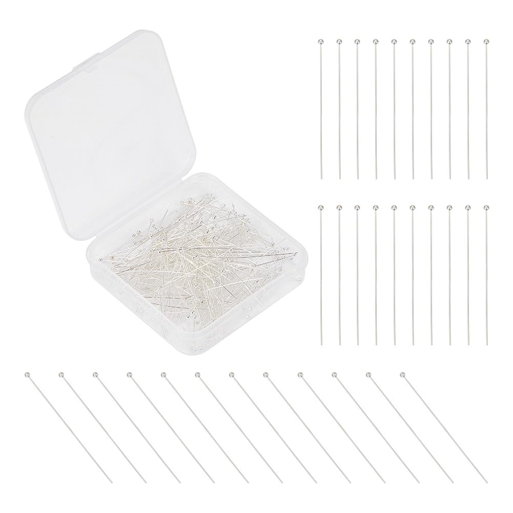 GOMAKERER 400 Pcs Brass Ball Head Pins, Silver 24 Gauge Wire Needle Headpins Long End Head Pins Jewelry Making Accessories for Crafting DIY Handmade