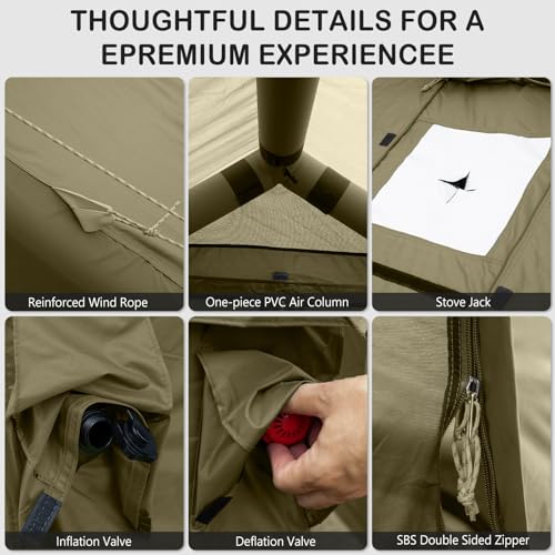 Image of Inflatable Tents for Camping,Easy Blow Up Tent with Hand Pump,4 Seasons Waterproof Air Inflatable Camping Tent House for Family Weekend Camping