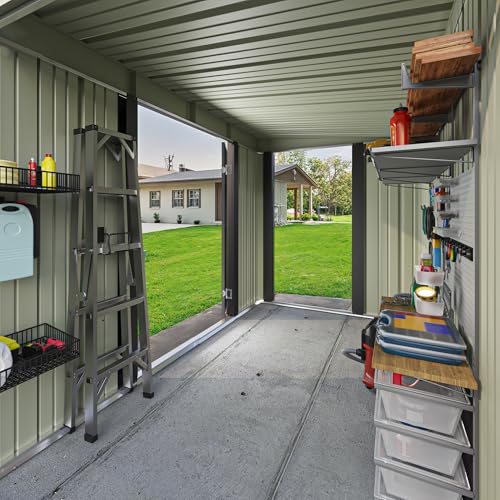 Image of Patiowell 8x4 FT Storage Shed, Outdoor Metal Sheds with 3 Lockable Doors