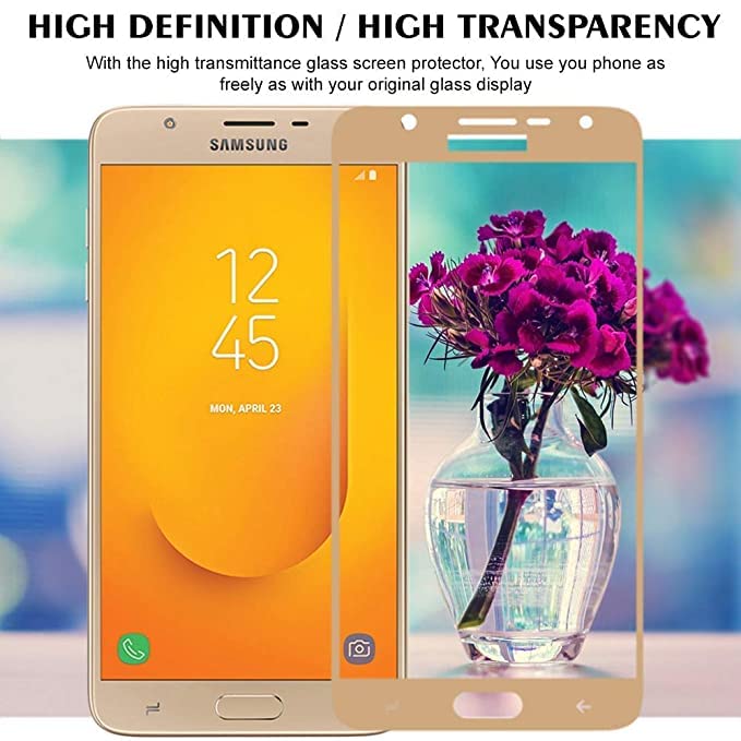 Image of Screen Protector for Samsung Galaxy J7 (Gold) Tempered Glass Edge-to-Edge 6D Screen Guard With Installation Kit