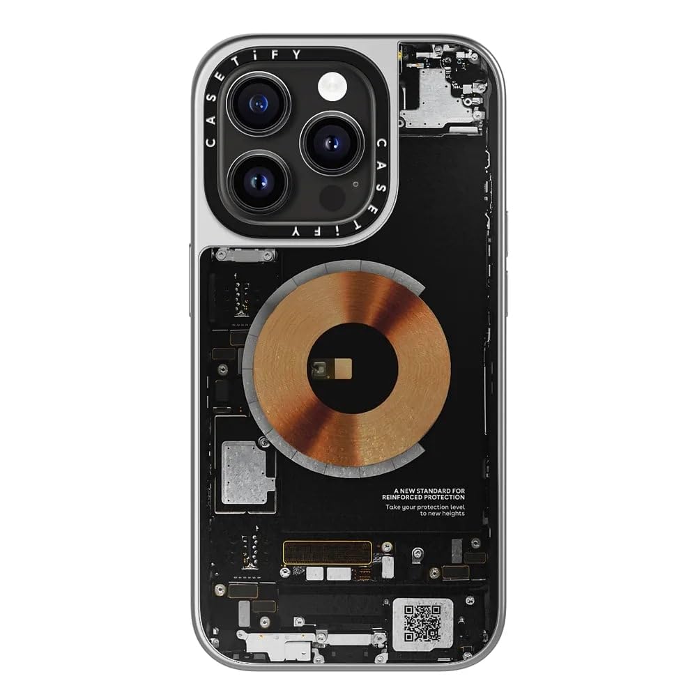 MagSafe Mirror Case, Compatible w/iPhone 15 Pro - 5Ft. Drop Protection, Shock Absorbing, Slim & LightWeight, Eco-Friendly, Wireless & MagSafe Charging Compatible - Teardown Print