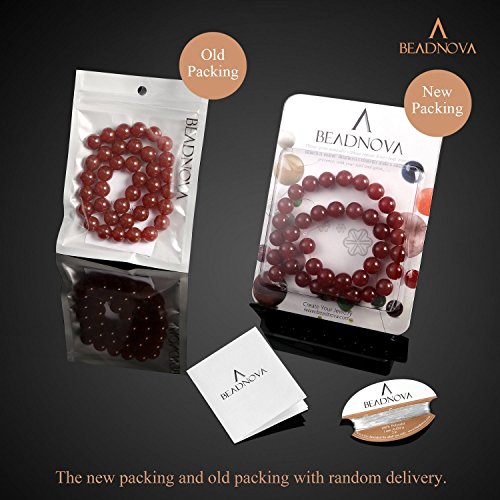 Image of BEADNOVA Red Agate Beads Natural Crystal Beads Stone Gemstone Round Loose Energy Healing with Crystal Stretch Cord for Jewelry Making (10mm, 36-38pcs)