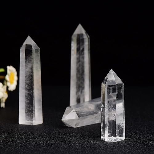 Miniatura 5 de Torre de cristal natural de cuarzo transparente de 1PCS, varita de cristal curativo de 1.9 a 2.8 pulgadas, 6 facetas de chakra, terapia de reiki,