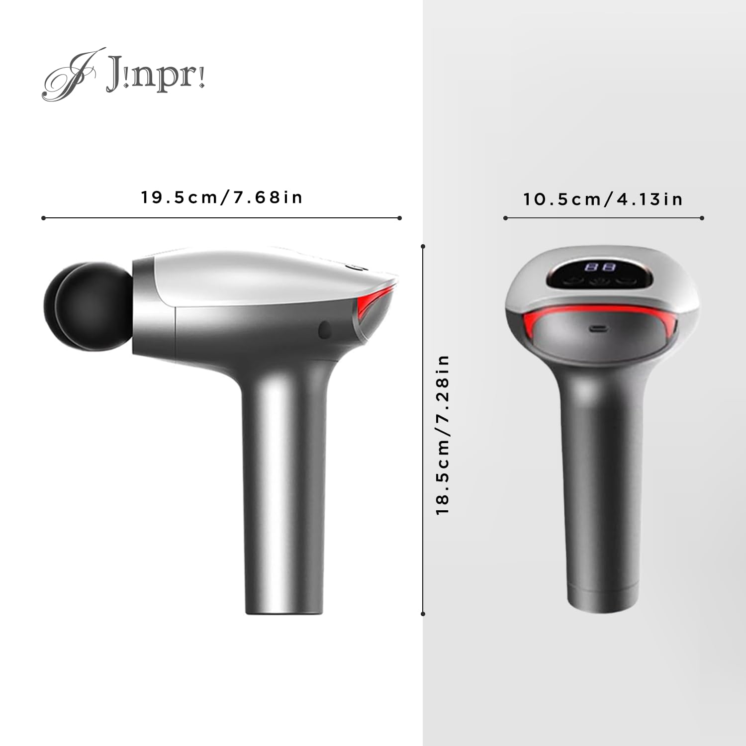 JINPRI Gun Massager For Pain Relief-Massage Gun Machine For Fully Body-Gun Massager Rechargeable With 6 Speed Setting For Muscle Massage Of Back,Neck,Shoulder,Hand,Foot&Leg For Daily Use (DOUBLE-HEAD) 1