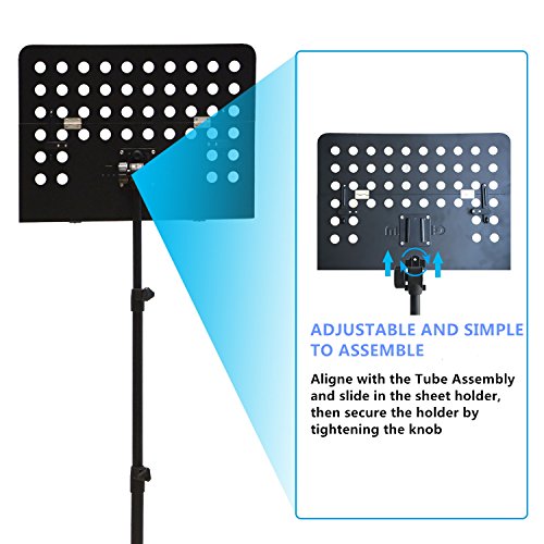 SANJOIN Adjustable Folding Music Stand Sheet Tripod Holder with Collapsible Tray&Carrying Bag Lightweight, Portable and Suitable for Violin, Guitar, Flute and Instrumental Performance - Thumbnail 5